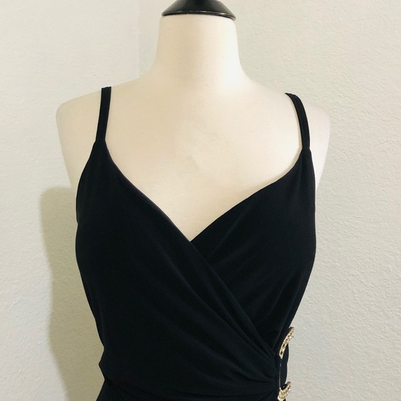 Onyx Nite Cocktail Midi High Low Faux Wrap Dres 6 - Picture 5 of 8